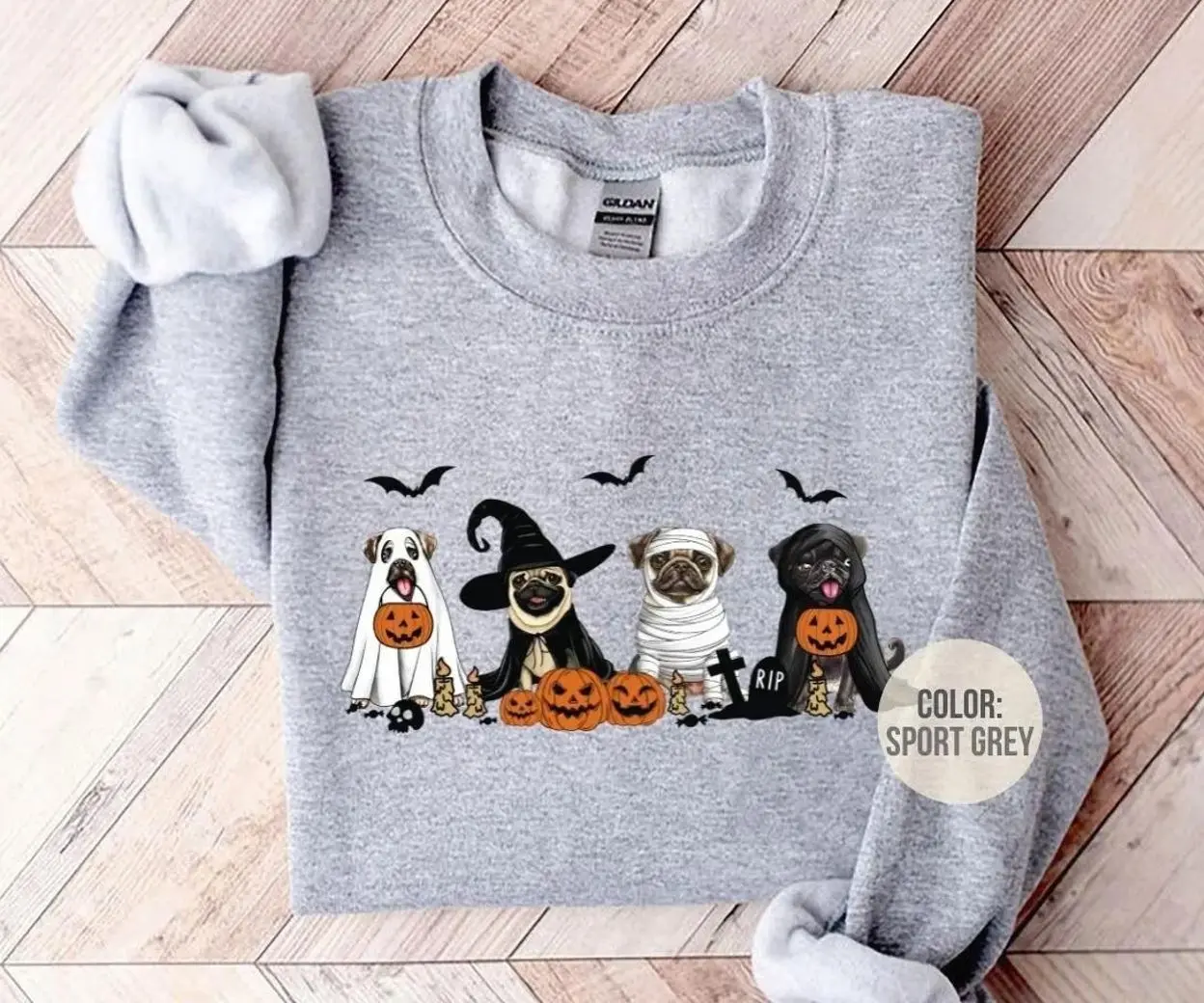 Pug Halloween Sweatshirt, Spooky Pug Dog Mom Crewneck, Cute Ghost Pug Fall Sweatshirt, Halloween Dog Lover Apparel, Cozy Autumn Pet Parent Gift for Women & Men