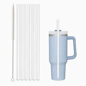 Replacement Straw Compatible with 40 oz 30 oz Cup Tumbler, 6 Pack Reusable Straw with Cleaning Brush, Plastic, Clear