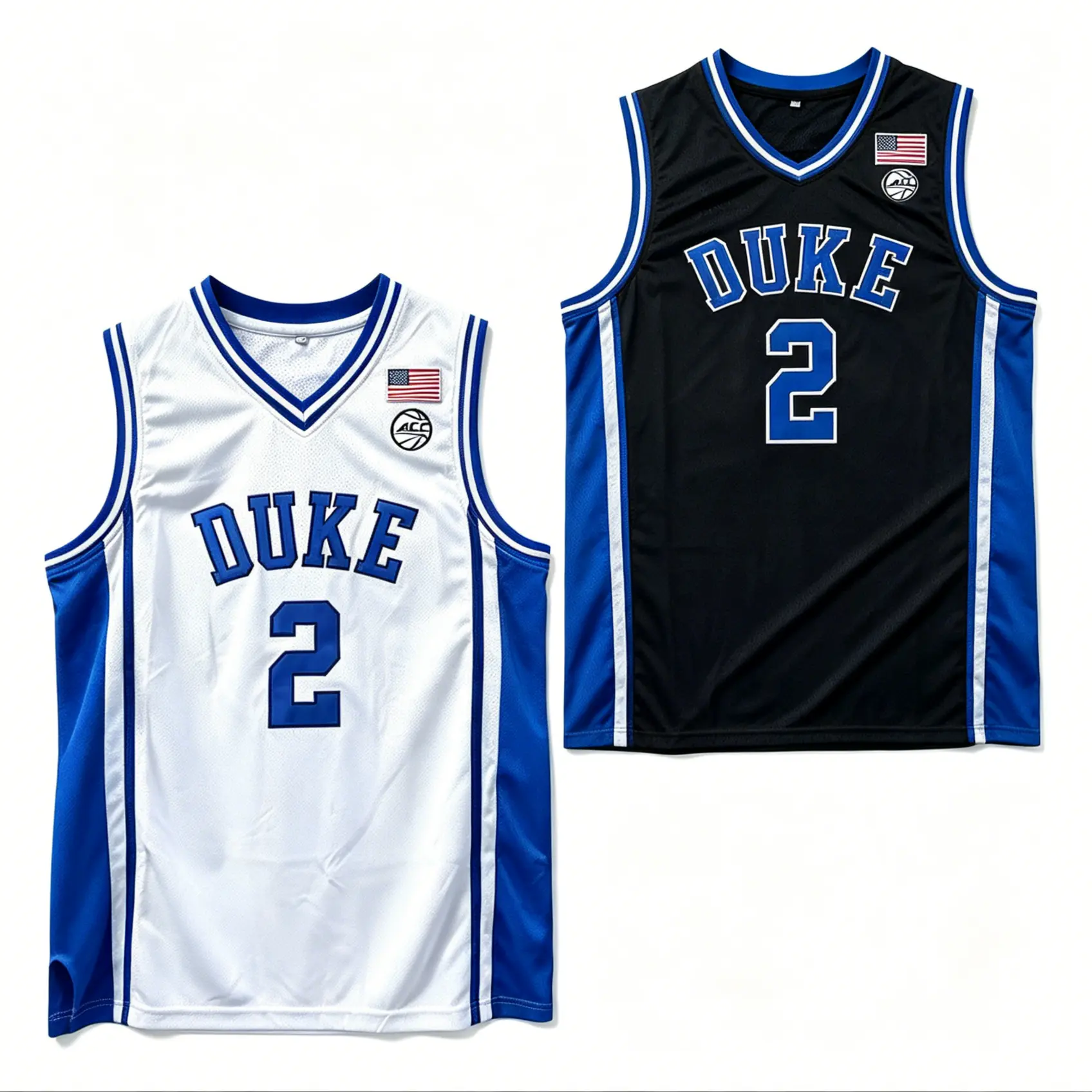 Men's Duke College #2 Stitched Sleeveless Basketball Apparel Jersey - Male Sports Tops, Athletic Tank Tops, Breathable Mesh Flag Uniform for Professional Sports, Multi-Size