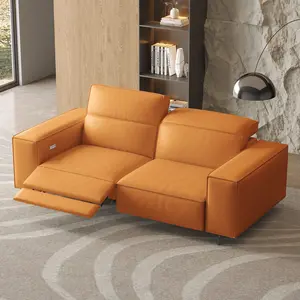 Comfy Leather Recliner Sofa – 2-Seater Living Room Couch with Plush Cushions, 76.77" Wide in Tan Brown