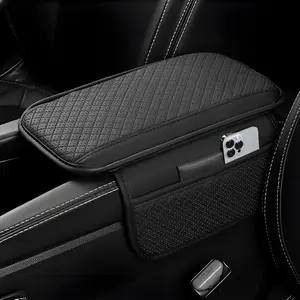 Upgraded Car Center Console Cover,Microfiber Leather Car Armrest Cover Cushion with 2 Storage Bags,Car Armrest Storage Box Car Interior Accessories for Most Vehicles (Black)