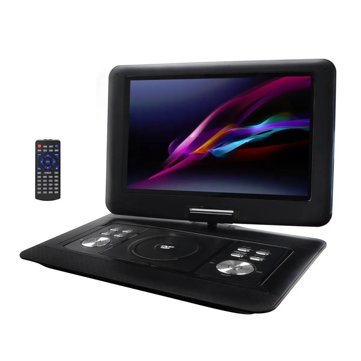 212 MAIN Rechargeable Portable DVD Player - 14.1 in. TFT-LCD Swivel Screen, Audio Support, DVD Support, Digital USB Input, SD Memory Card Slot, AV Inputs, Remote Control