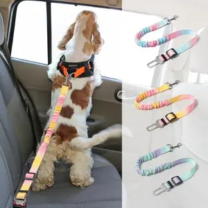 Adjustable Elastic Pet Car Seat Belt for Dogs & Cats, Reflective Bungee Buffer Pet Safety Harness Leash, Secure Pet Travel Accessories