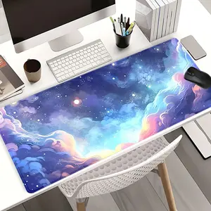 Extra Large Fantasy Night Sky Golden Moon Mouse Pad Starry Cloud Gaming Desk Pad 35x16 Inch Computer Keyboard Mousepad with Non-Slip Rubber Base Durable Stitched Edge Perfect Gift for Home and Office