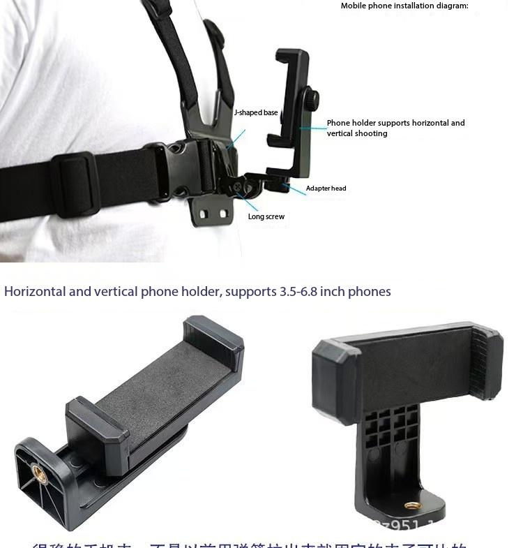ABS Plastic Action Camera Strap & Phone Clip Full Kit - Durable Universal Set with Easy-Install Mount System, for Vlog Recording, Compatible with GoPro, Osmo Action, Smartphones