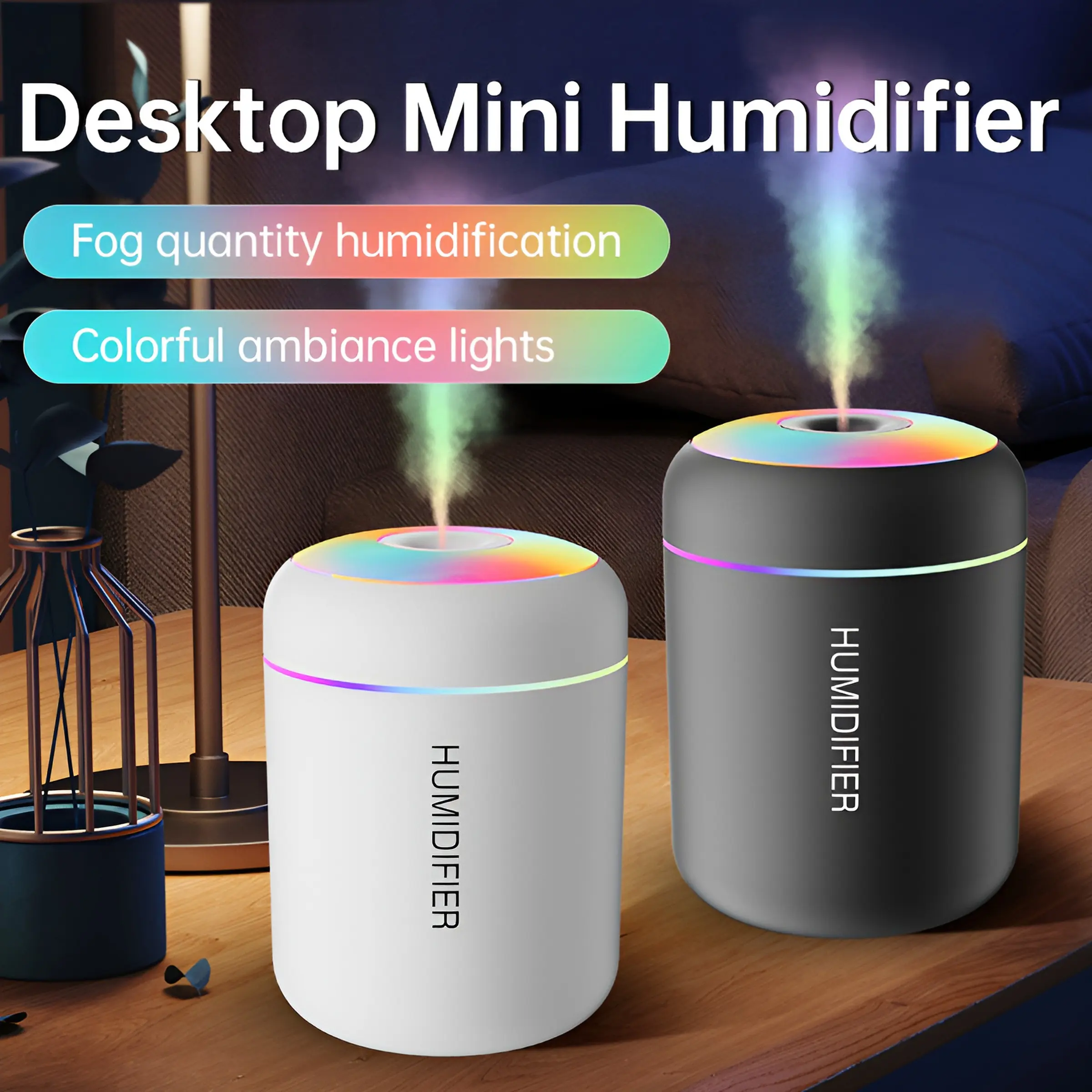 Portable Mini Humidifier, 180ml USB Cool Mist Small Humidifier with Colorful Lights, Usb Powered Humidifier, Cool Mist Humidifiers. Perfect for Bedroom, Office, Plants, travel & Car