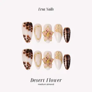 ErsaNails Medium Almond Handmade Press On Nails 10PCS Salon Quality Acrylic Reusable Strong Long Lasting Glossy Design