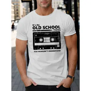Men's Vintage Casual Crew Neck T-Shirt Soft Breathable Comfortable Print Short Sleeve Tee Relaxed Fit Classic Style Everyday Wear