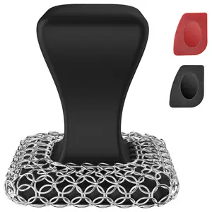 Cast Iron Scrubber & Scraper Kit, 316 Stainless Steel Cast Iron Skillet Cleaner Chainmail Scrubber for Cast Iron Pans Cleaning
