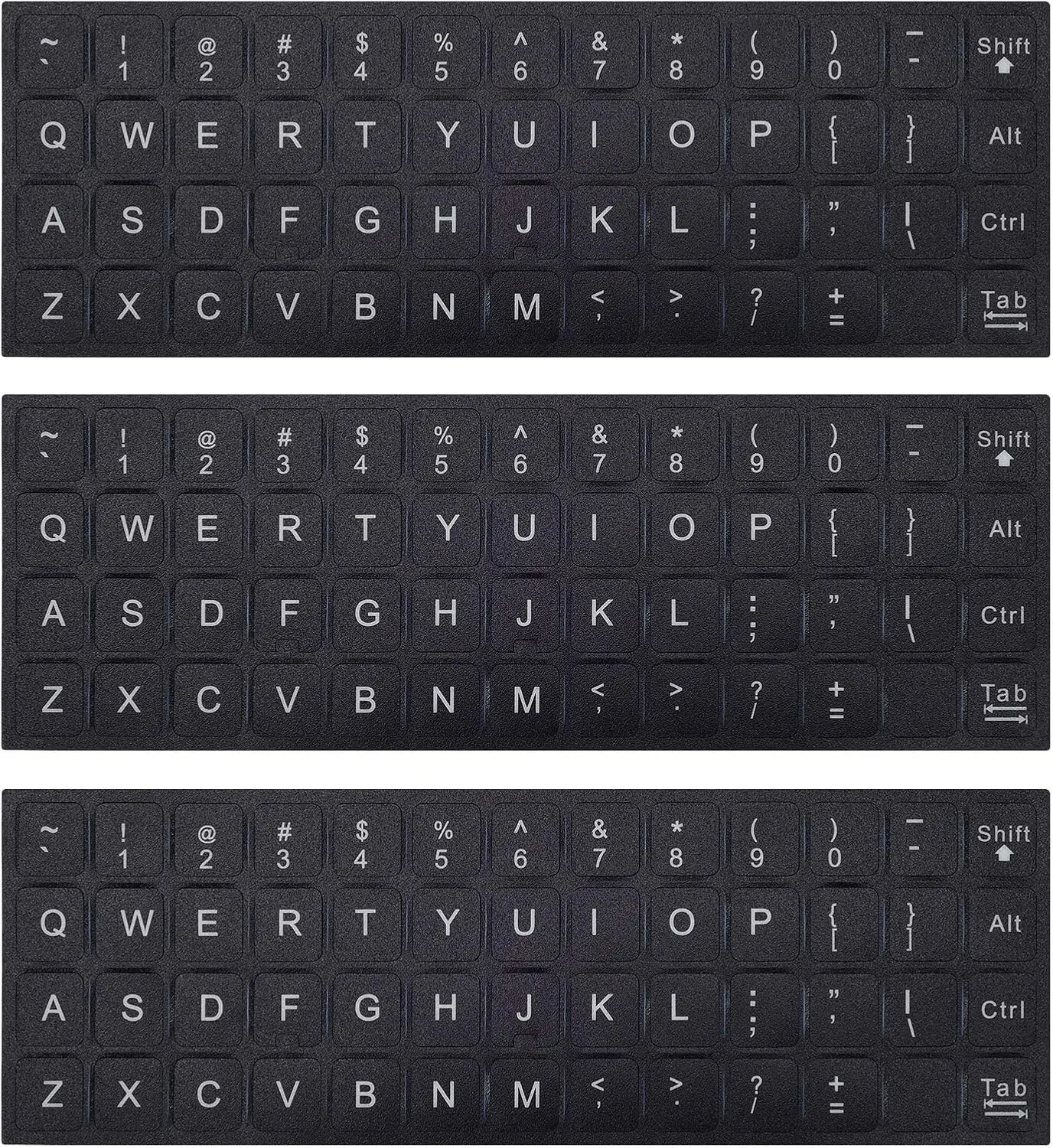 3 count Universal English Keyboard Letter Stickers, Replacement English Keyboard Stickers with Black Background and White Lettering for PC Computer Laptop Desktop-English