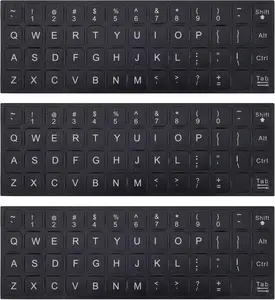 3 count Universal English Keyboard Letter Stickers, Replacement English Keyboard Stickers with Black Background and White Lettering for PC Computer Laptop Desktop-English