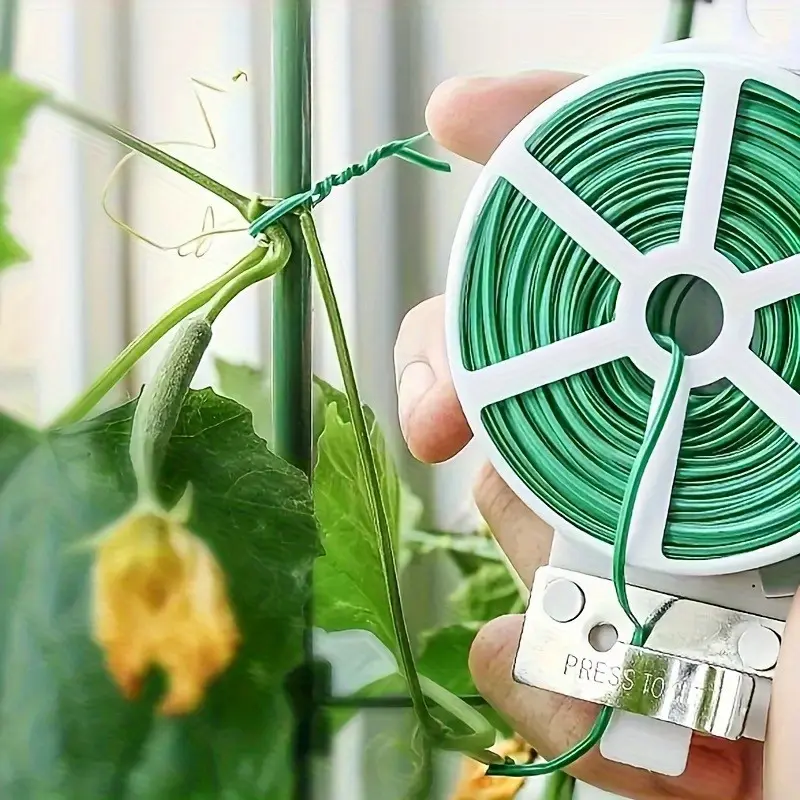 2pcs Durable Green Plastic Garden Twine for Climbing Plants - Easy To Cut, Metal Spool, Ideal for Gardens, Plantings, Courtyards, and Balconies