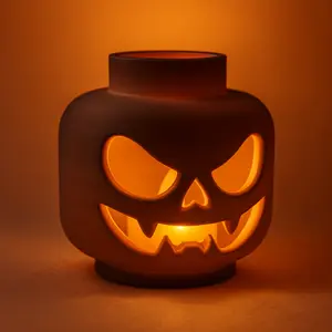Halloween Skull Lantern Tea Light Holder Decor Gift with Iconic Brick Design for Warm Glow and Nostalgic Charm