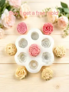 Floral Craft Silicone Mold Set （buy 1 get a free mold) For Rose & Peony Scented Candles, Cake Decor & Plaster DIY