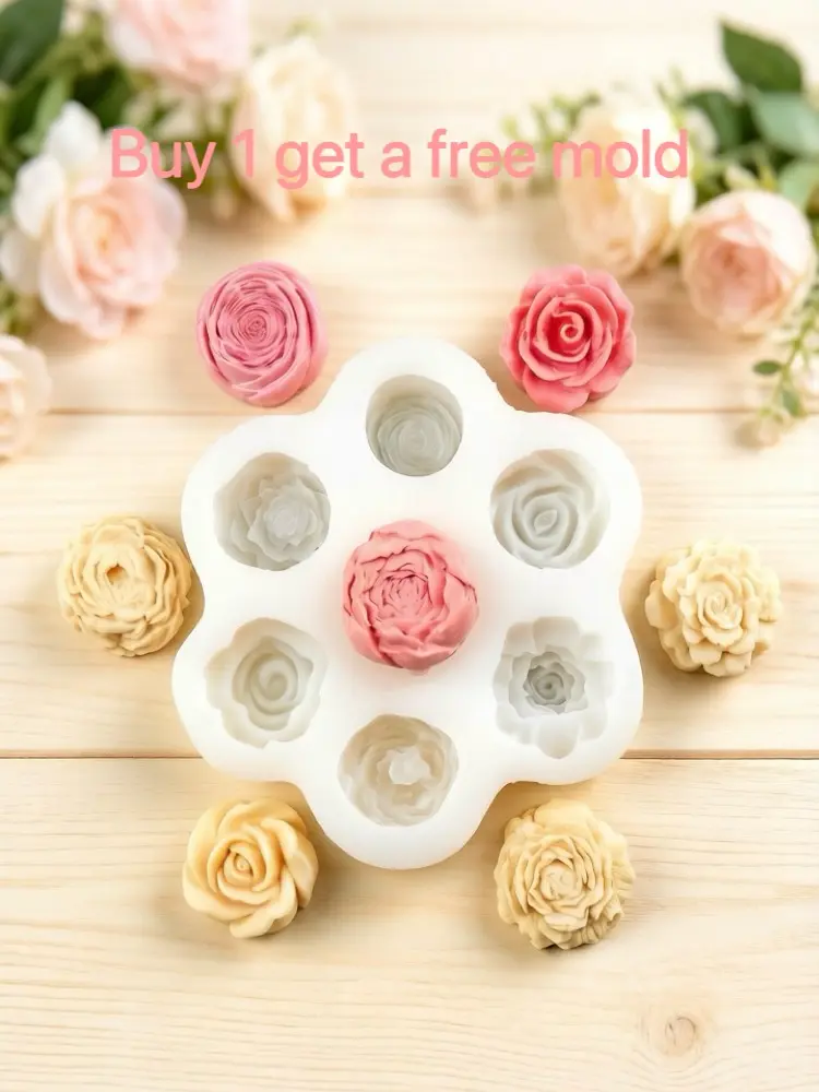 Flexible 3D Floral Craft Silicone Candle Molds Set (Buy 1 Get 1 Free) - Ready-to-Use, Easy Release, Works with Wax, Fondant & Plaster, Cake Decorators & Home Decor DIY Lovers Supplies for 3D Roses