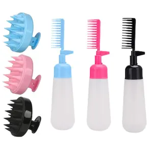 Hair Dye Bottle & Comb Set, 2 Counts/set Shampoo Bottle & Comb, Heatless Hair Styling Tool for Women & Men