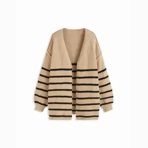 Cider Knit V-neck Striped Oversized Cardigan