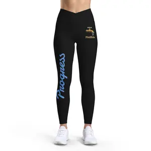 Progress Script Leggings — Women’s Fitness Leggings with Faucet Graphic