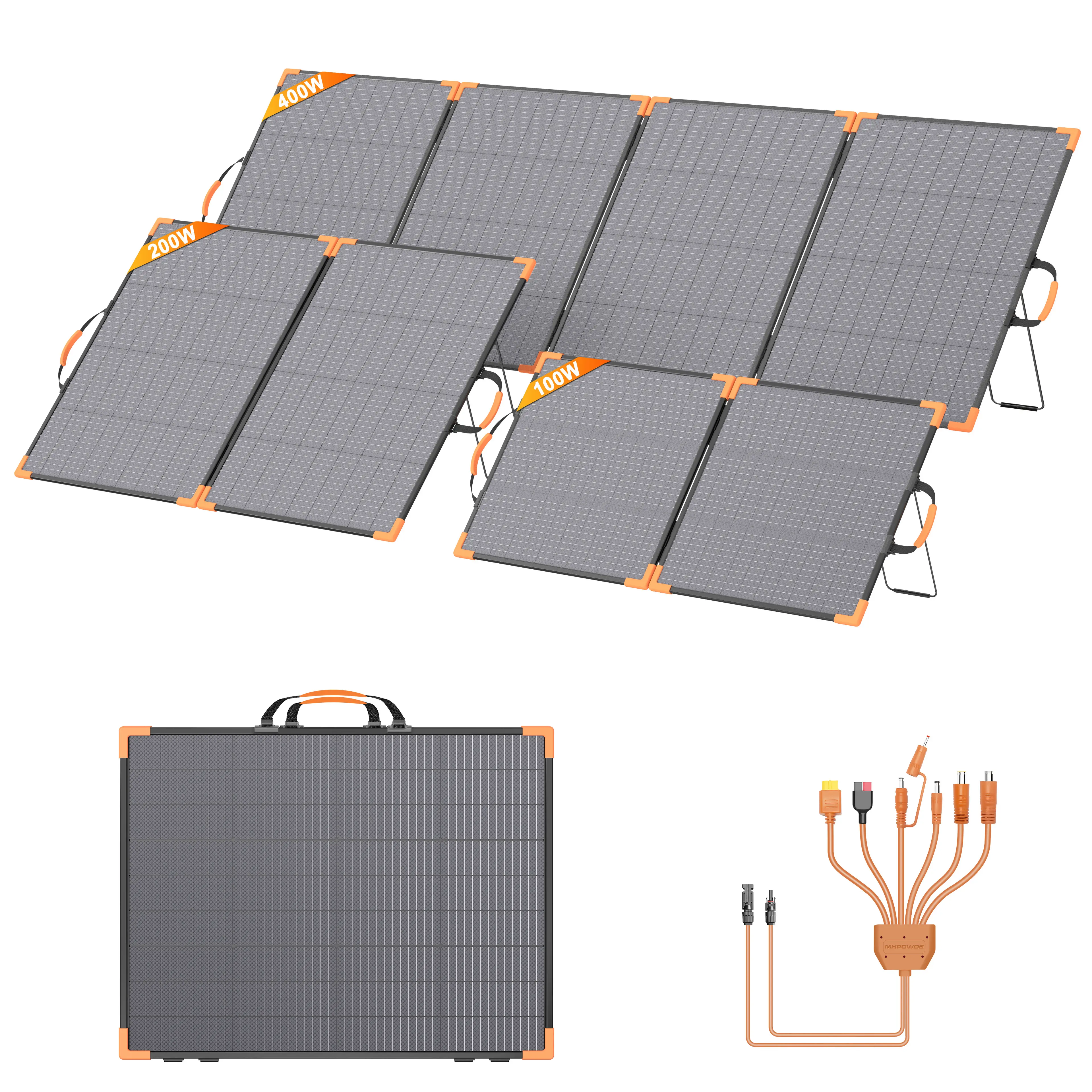MHPOWOS   Bifacial   Solar Panels Kit (100W/200W/400W), High Efficiency   Foldable    ETFE Monocrystalline, IP68 Waterproof Lightweight Charger for Jackery Bluetti Anker Ecoflow Power Stations, Camping RV Backup, High Efficiency Solar