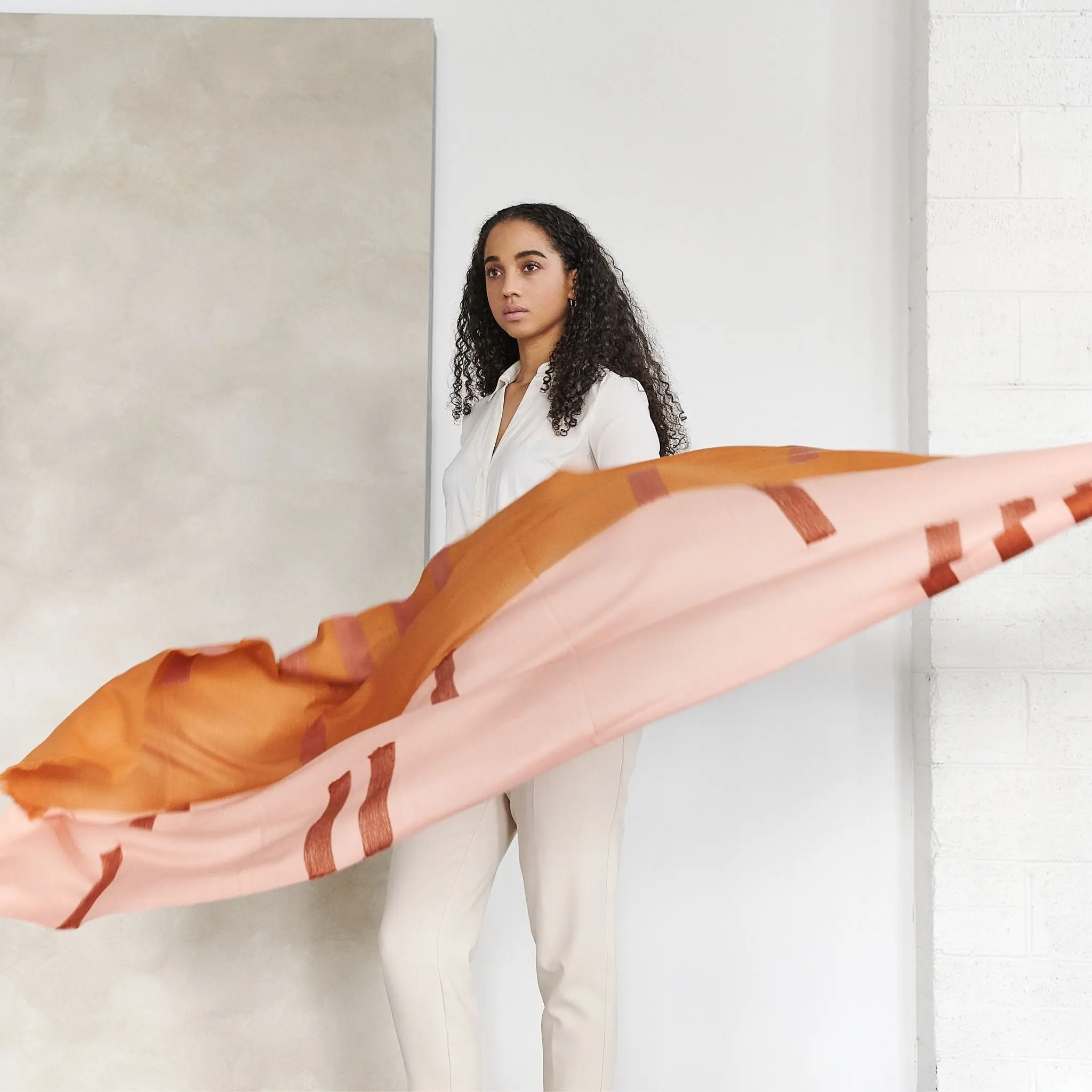Canyon Hand Embroidered Hand Woven Merino Silk Soft Scarf