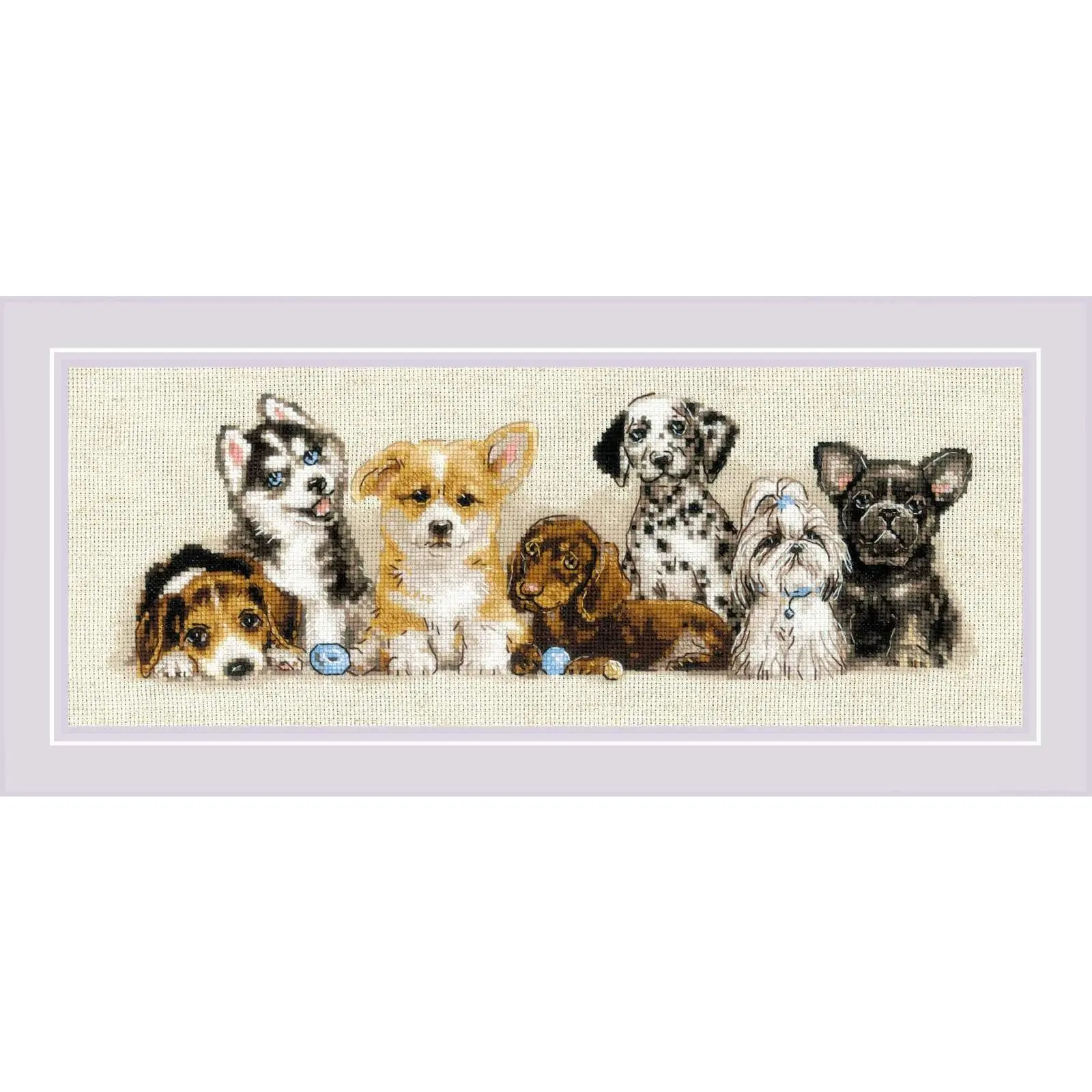 Puppies Counted Cross Stitch Kit by Riolis R2221