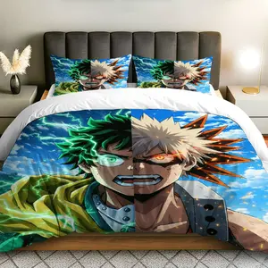 3PCS Duvet Cover Set, 1 Duvet+2 Pillowcases(Without filler), Anime Hero Action Battle Lightning theme, Birthday bedding set,  Bedding Suitable for decoration bedroom, dorm, guest room, living room.