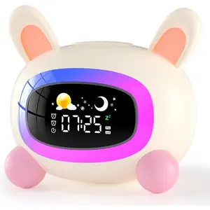 3C9--MPP027  Alarm Clock for Kids,Ok to Wake Clock,Sleep Training Clock with Night Light & Sound Machine, Cute Kawaii Alarm Clock for Birthday Gift Boy Girls Toddlers Bedrooms