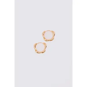 Sunset View Earrings - Gold Colored Hoops with Wavy Design Huggie Closure for Comfortable Fit Modern Romance Jewelry