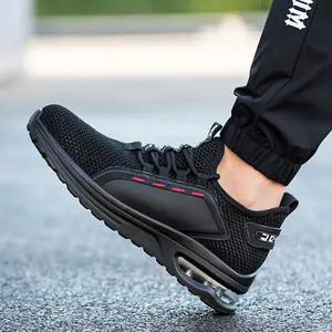 Men'S Lightweight Work Shoes with Steel Toe Protection, Puncture Resistance, And Breathability for Summer Safety.