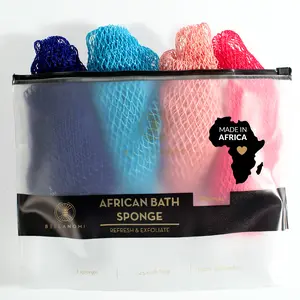 Bellanomi 4 Pack African Exfoliating Net Sponge Bundle, Best Value, Ethically Sourced from Nigeria Bath Sponge Bath Sponge Shower