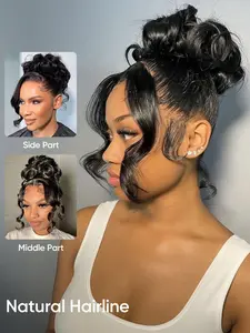 Karlami Invisi-Drawstring Snug Fit 360 Lace Frontal Wigs 180% Density Body Wave Lace Frontal Glueless Wig Human Hair Pre Plucked Pre Bleached 180% Density Wet and Wavy