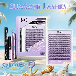 Breeze Kit l B&Qaugen Spider Cluster Lashes, Super Soft Thin Band,Natural Voluminous Look for Daily Wear,Waterproof Pool Proof,Beginner Friendly Eyelashes Extensions Mother Gift #SummerVibes