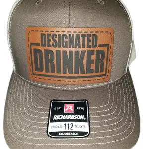 Designated Drinker laser engraved leather patch hats