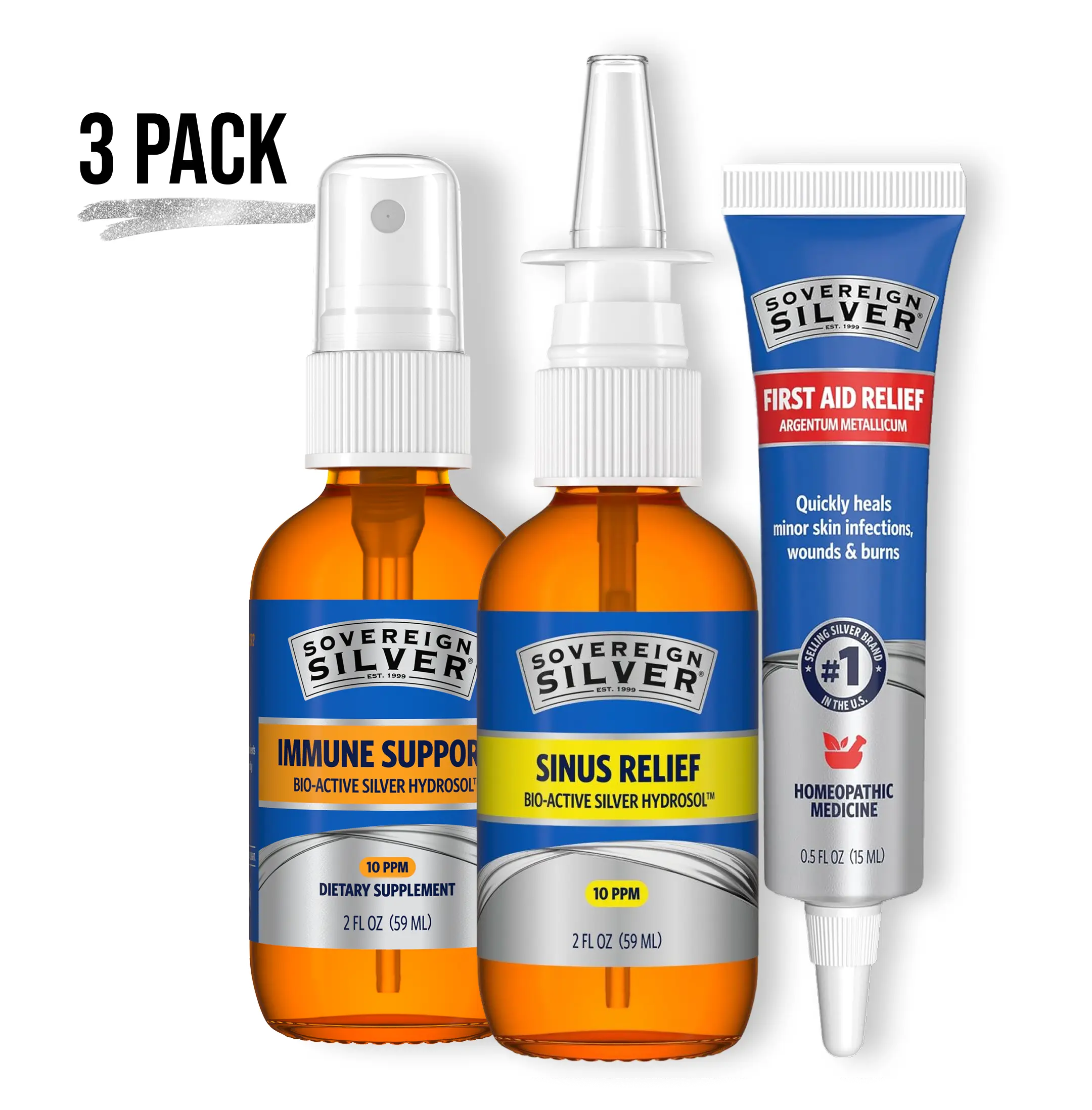 Sovereign Silver Immune Support + First Aid Bundle