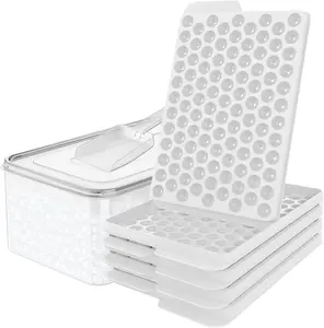 Mini Ice Cube Trays, Upgraded Small Easy Release Ice Cube Trays, 104x4 PCS Tiny Ice Trays for Chilling Drinks, Coffee, Juice (4Pack White Trays, Ice Bin & Scoop)