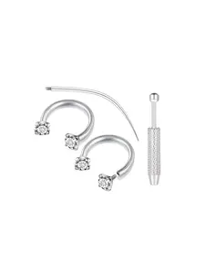 Horseshoe Nose Ring Set, Stainless Steel Zirconia Piercing Jewelry, Unisex Soft Cartilage Ear & Lip Studs, Perfect Gift