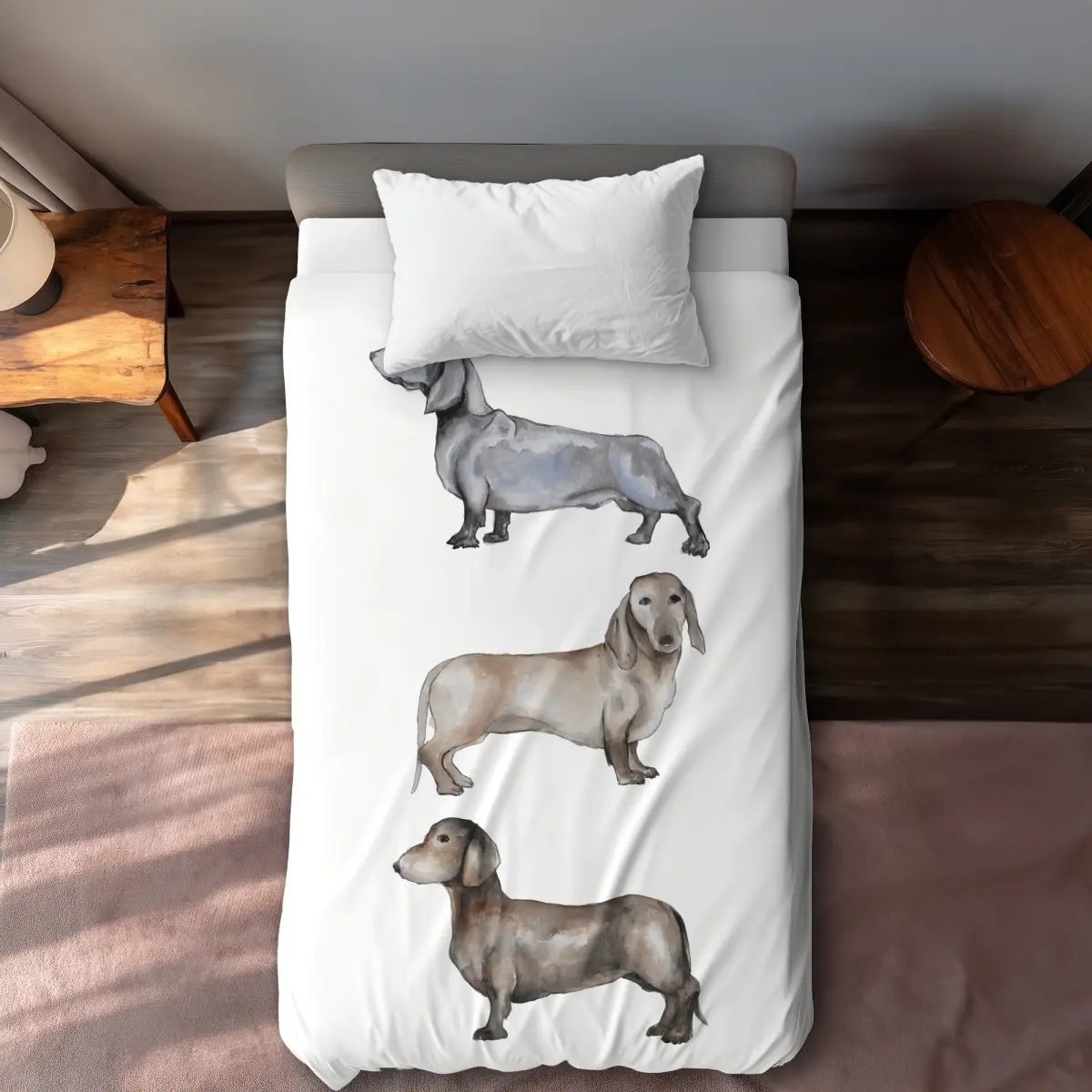 360 stand Small Dachshund Twin Size Extra Long Microfiber Duvet Cover - Soft Microfiber Face Fabric, Scandinavian Home Decor for Twin Beds, Extra-Long Duvet Covers, Machine-Washable Duvet Covers