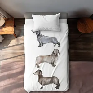 360 stand Small Dachshund Twin Size Extra Long Microfiber Duvet Cover - Soft Microfiber Face Fabric, Scandinavian Home Decor for Twin Beds, Extra-Long Duvet Covers, Machine-Washable Duvet Covers