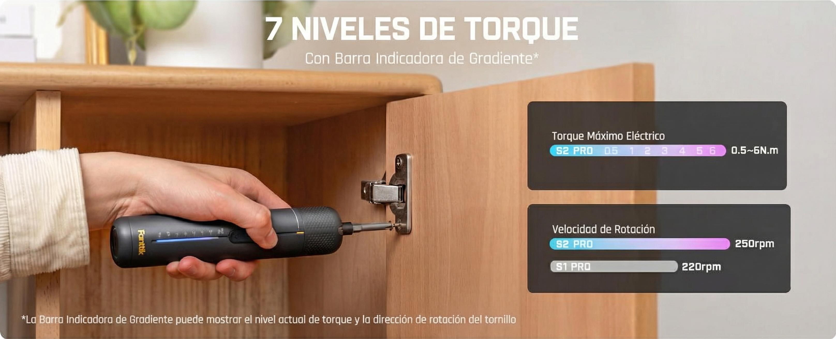 Destornillador Eléctrico Fanttik S2 Pro, Juego de Destornillador Inalámbrico, 7 Ajustes de Torque, 0.5 a 6 N·m, 20 Puntas Magnéticas, Cabezal Hexagonal de 1/4", con Adaptador de Ángulo de 90°, para Muebles y Reparaciones del Hogar