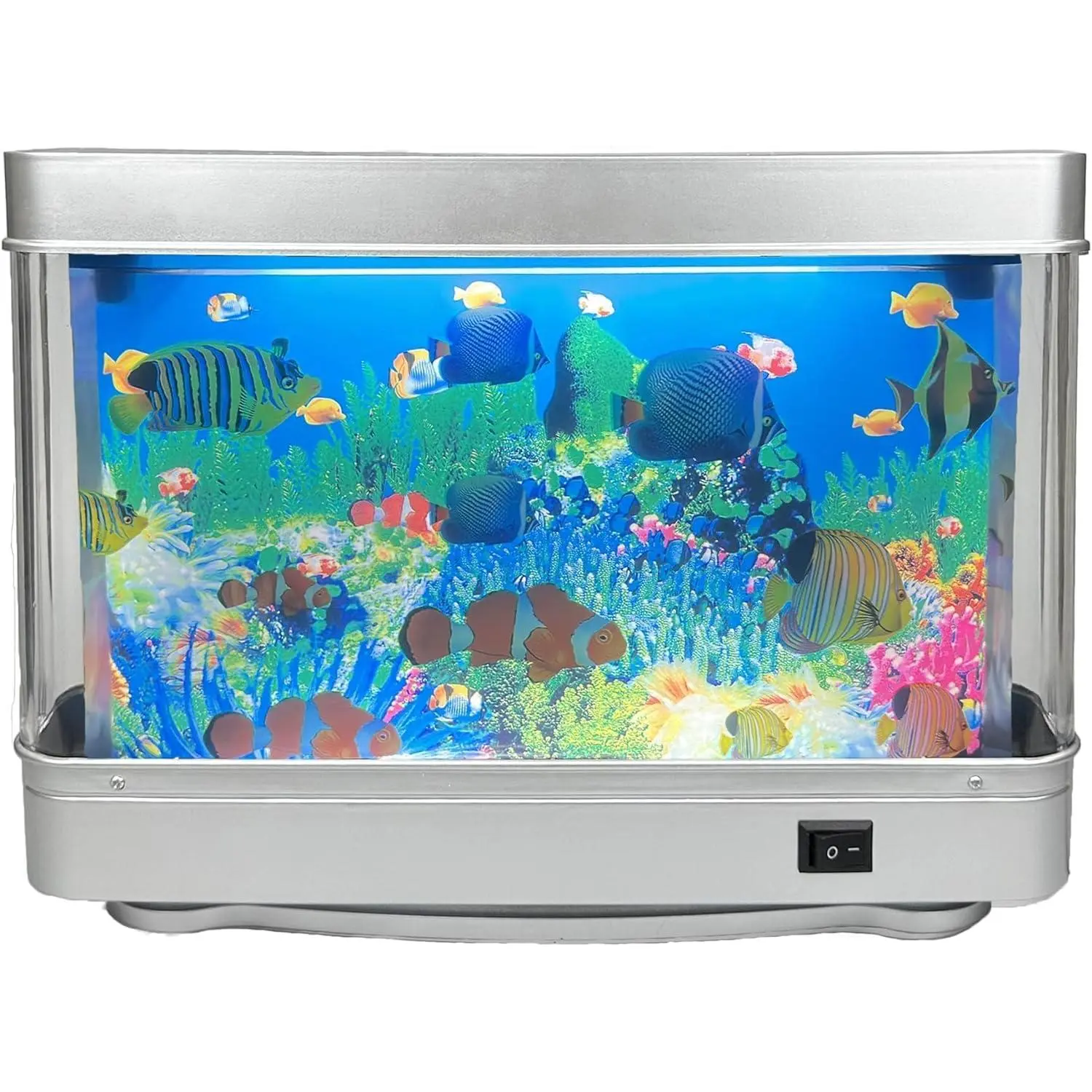 Fake Motion Fish Tank Mini Aquarium, Artificial Tropical Decorative Lamp Night Light with Moving Fish, Gift  Kids(US Plug)