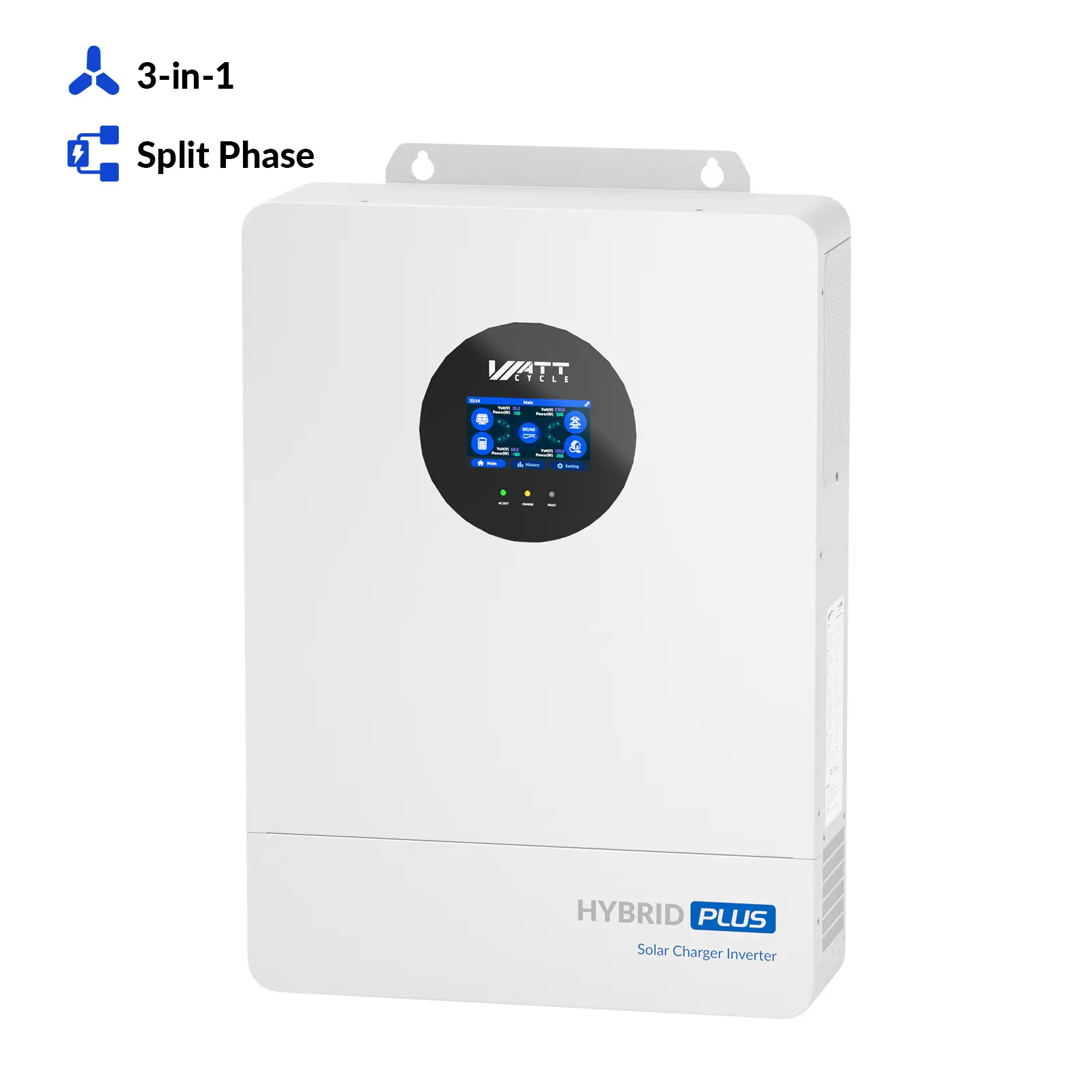 【The All-New Upgrade V2】WattCycle 12000W 48V All-in-One Solar Inverter, Split Phase 120/240V, Dual MPPT, 24kW PV Input, Whole Home Backup, Parallel Ready, Inversor Solar Power , Solar Hybrid Inverter, Energy Efficient Inverter