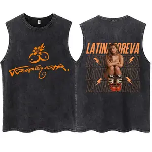 Wash KAROL G 2025 Tropicoqueta Album Tank Top, Latin Pop Aesthetic Sleeveless Shirt, Oversized 100% Cotton Casual Streetwear