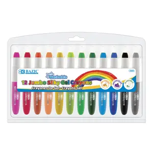BAZIC 12 Color Jumbo Silky Gel Crayons Washable