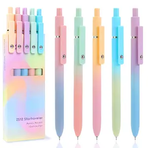 5 Pack Gel Pens, 0.7mm Retractable Quick Dry Black Ink Pens Fine Point Smooth Writing Pens, Cute Office School Supplies Gifts for Women Men