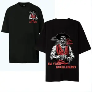 Doc Holliday Tombstone I'm Your Huckleberry - Distressed Cowboy Gunfighter T-Shirt: Western Movie Quote Double-Sided Print – Front & Back Graphic | Premium Athletic Fit T-Shirt, Hoodie & Sweatshirt