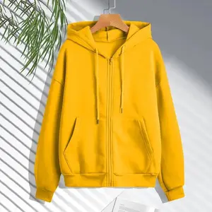 Autumn sweatshirt hooded sweatshirt Spring new casual cardigan drawstring sweatshirt Korean solid color zipper hooded sweatshirt