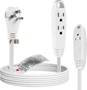 3  3 Outlet Power Strip Short Extension Cord Low-Profile Flat Plug Adapter - UL Listed SPT-3 16AWG Power  Wire 3 Prong Grounded Multi Outlet White (1 Pack)