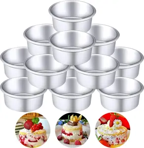 12 Pcs 4 Inch Round Aluminum Cake Pans Round Smash Cake Baking Cheesecake Molds for Home Party Baking Supplies