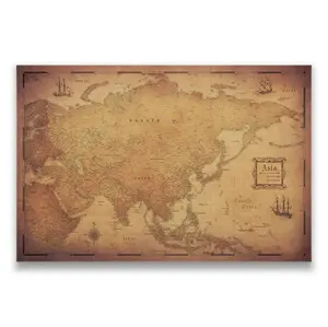 Push Pin Asia Map (Pin Board) - Golden Aged