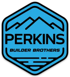 2.7"x3" Black on Blue Perkins Builder Brothers Logo Sticker